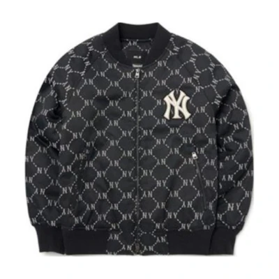 MLB SS22 Full-Print Zip V-Neck Logo Casual Layered Jacket Unisex Black 3AJPM0224-50BKS