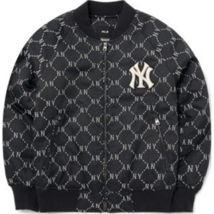 Order MLB SS22 Full-Print Zip V-Neck Logo Casual Layered Jacket Unisex Black 3AJPM0224-50BKS