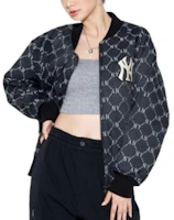 Lookbook MLB SS22 Full-Print Zip V-Neck Logo Casual Layered Jacket Unisex Black 3AJPM0224-50BKS