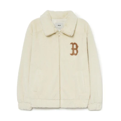 MLB SS23 Beige Zip-Up Oversized Polo Collar Jacket - Unisex Casual Wear 3AFDV0236-43BGL