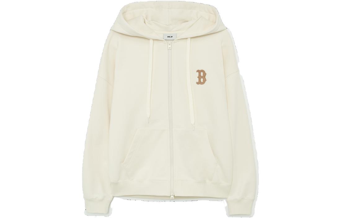 MLB SS23 Boston Red Sox Embroidered Zip-Up Hoodie Cream Unisex 3ATRB0134-43CRD 圖 2