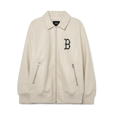 MLB SS23 Boston Red Sox Letter Print Zip-Up Jacket Unisex Cream Color 3AJPB0231-43CRS