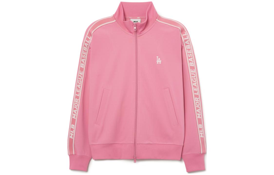 MLB SS23 Los Angeles Dodgers Logo Stand Collar Pink Track Jacket Unisex 3ATRB0731-07PKL