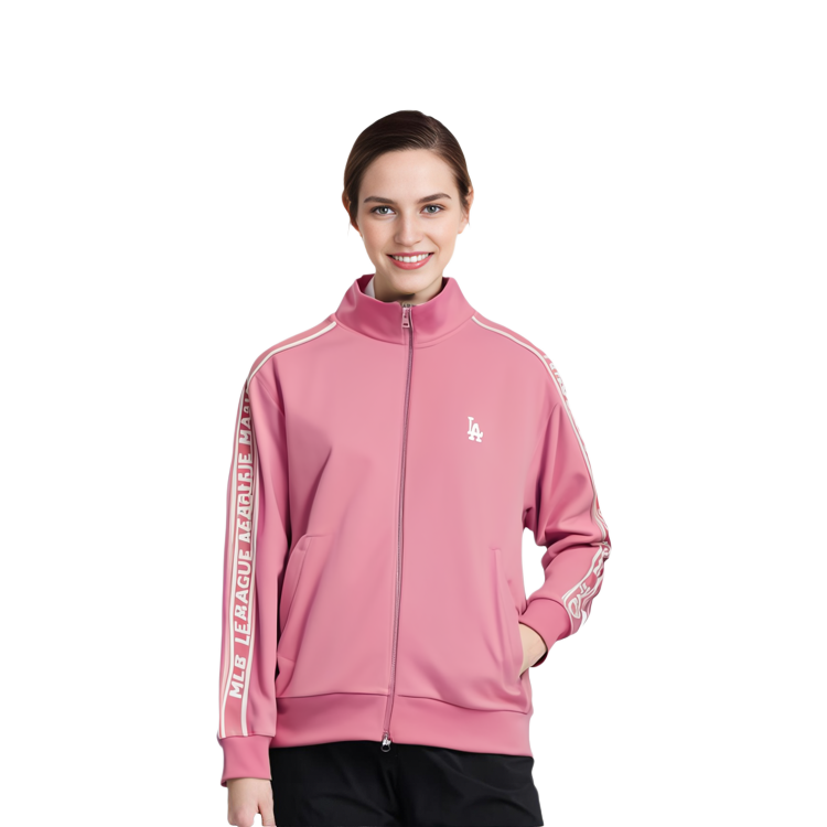 Shop MLB SS23 Los Angeles Dodgers Logo Stand Collar Pink Track Jacket Unisex 3ATRB0731-07PKL