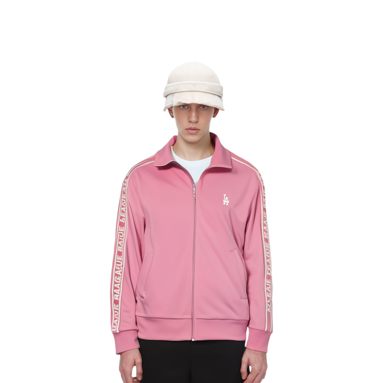 Purchase MLB SS23 Los Angeles Dodgers Logo Stand Collar Pink Track Jacket Unisex 3ATRB0731-07PKL