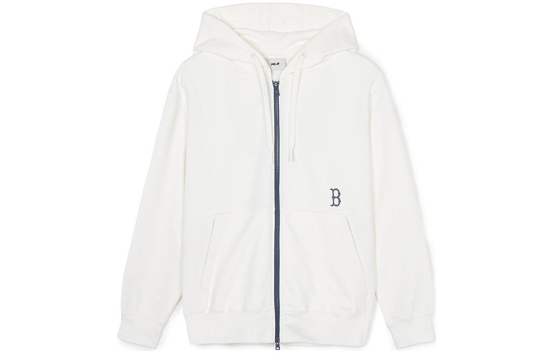 MLB SS24 Boston Red Sox Big Logo Zip-Up Hoodie Jacket Unisex White 3ATRB0441-43CRS