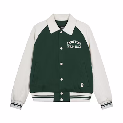MLB SS24 Boston Red Sox Embroidered Letter Button-Up Baseball Jacket Green Unisex 3AJPV1641-43GND