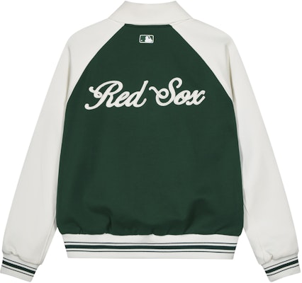 MLB SS24波士顿红袜刺绣字母纽扣棒球夹克绿色男女款 3AJPV1641-43GND Lookbook MLB SS24波士顿红袜刺绣字母纽扣棒球夹克绿色男女款 3AJPV1641-43GND