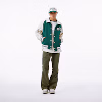 Details for MLB SS24 Boston Red Sox Embroidered Letter Button-Up Baseball Jacket Green Unisex 3AJPV1641-43GND