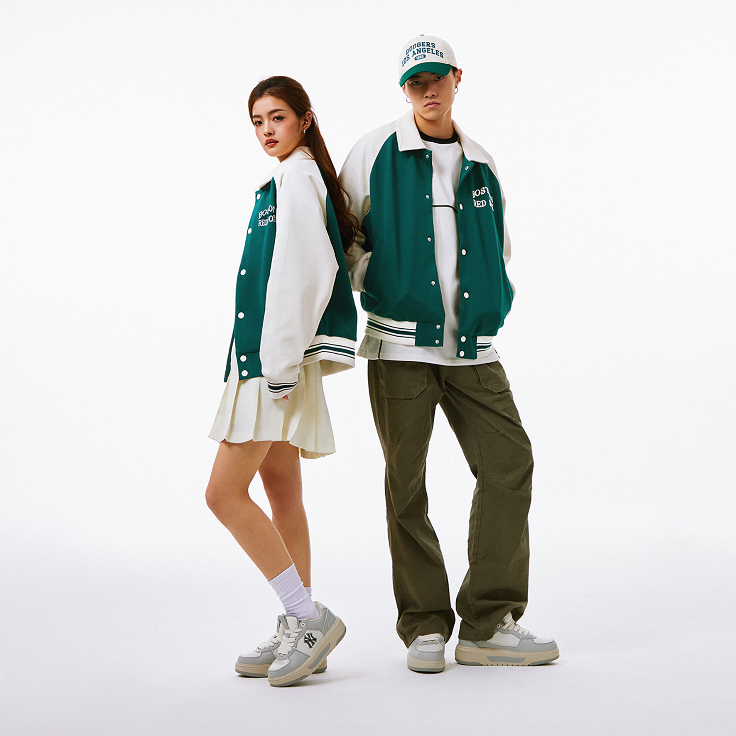 Cheap MLB SS24波士顿红袜刺绣字母纽扣棒球夹克绿色男女款 3AJPV1641-43GND