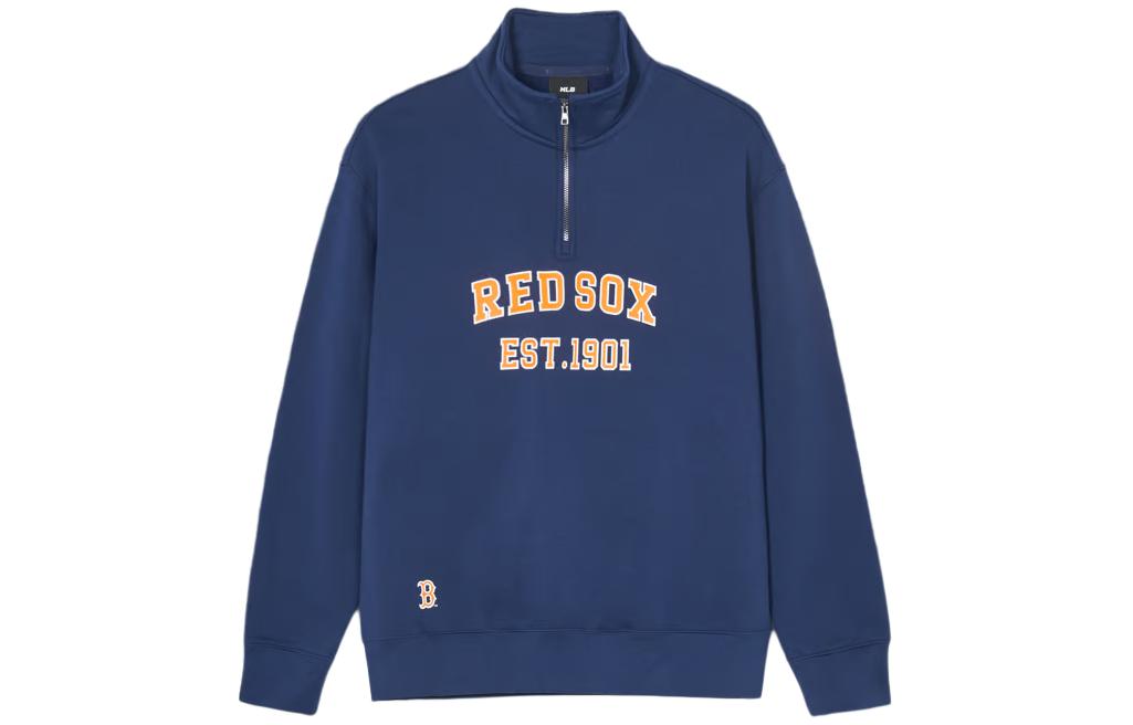 MLB SS24 Boston Red Sox Embroidered Logo Half-Zip Navy Sweatshirt Unisex 3AMTV0341-43NYS
