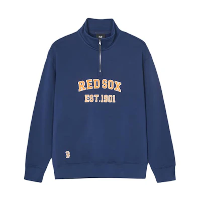 MLB SS24 Boston Red Sox Embroidered Logo Half-Zip Navy Sweatshirt Unisex 3AMTV0341-43NYS