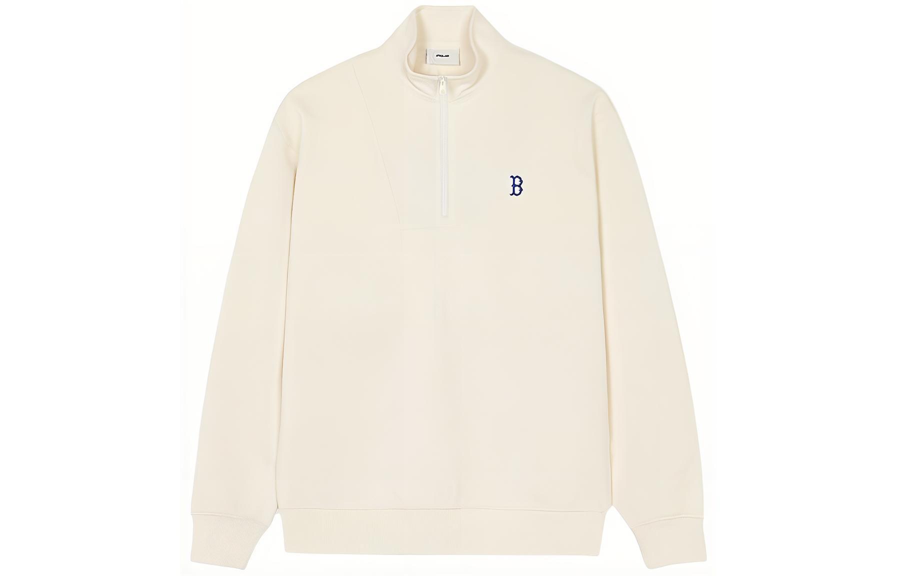 MLB SS24 Boston Red Sox Half-Zip Stand Collar Sweatshirt Cream Unisex 3AMTB0241-43CRS