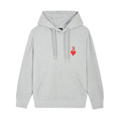 MLB SS24 Boston Red Sox Heart Logo Hoodie Unisex Light Grey 3AHDH0141-43MGS