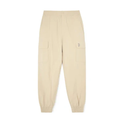 MLB SS24 Boston Red Sox Logo Beige Cargo Jogger Pants Unisex Casual Wear. 3AWPB0441-43BGM