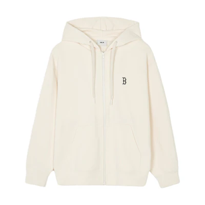 MLB SS24 Boston Red Sox Logo Loose Fit Hoodie Zip-Up Jacket Cream Unisex 3ATRB0141-43CRD