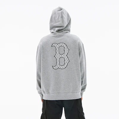 MLB SS24 波士頓紅襪標誌印花灰色連帽衫 男女款 初春時尚 3AHDM0141-43MGS Shop MLB SS24 波士頓紅襪標誌印花灰色連帽衫 男女款 初春時尚 3AHDM0141-43MGS