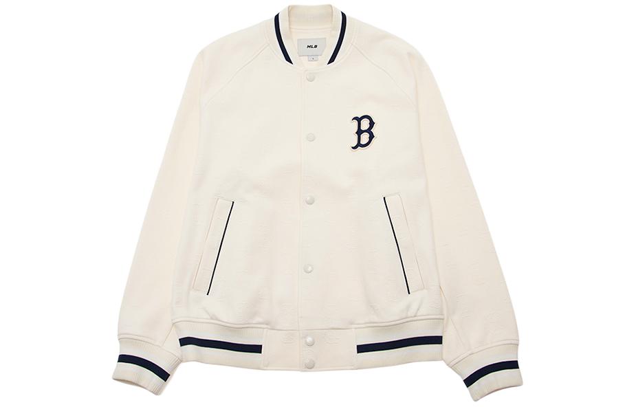 MLB SS24 Boston Red Sox Logo Raglan Sleeve Button Baseball Jacket Cream Unisex 3AJPM0441-43CRS