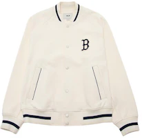 Order MLB SS24 Boston Red Sox Logo Raglan Sleeve Button Baseball Jacket Cream Unisex 3AJPM0441-43CRS