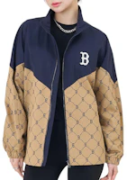 Shop MLB SS24 Boston Red Sox Monogram Pilot Jacket Unisex Long Sleeve Brown 3AWJM0341-43CAD