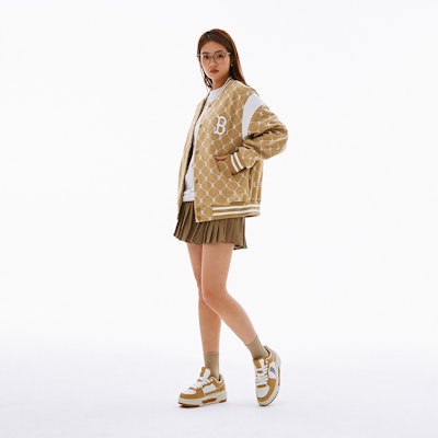 MLB ボストンレッドソックス ビンテージ野球ジャケット ユニセックス ライトカーキ 3AJPM0641-43CAL 1