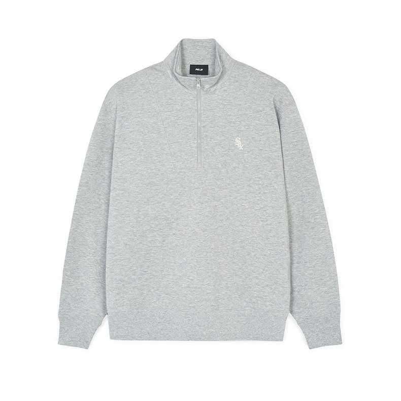 MLB SS24 Chicago White Sox Half-Zip Pullover Sweatshirt Unisex Ash Gray 3AMTB0241-44MGS