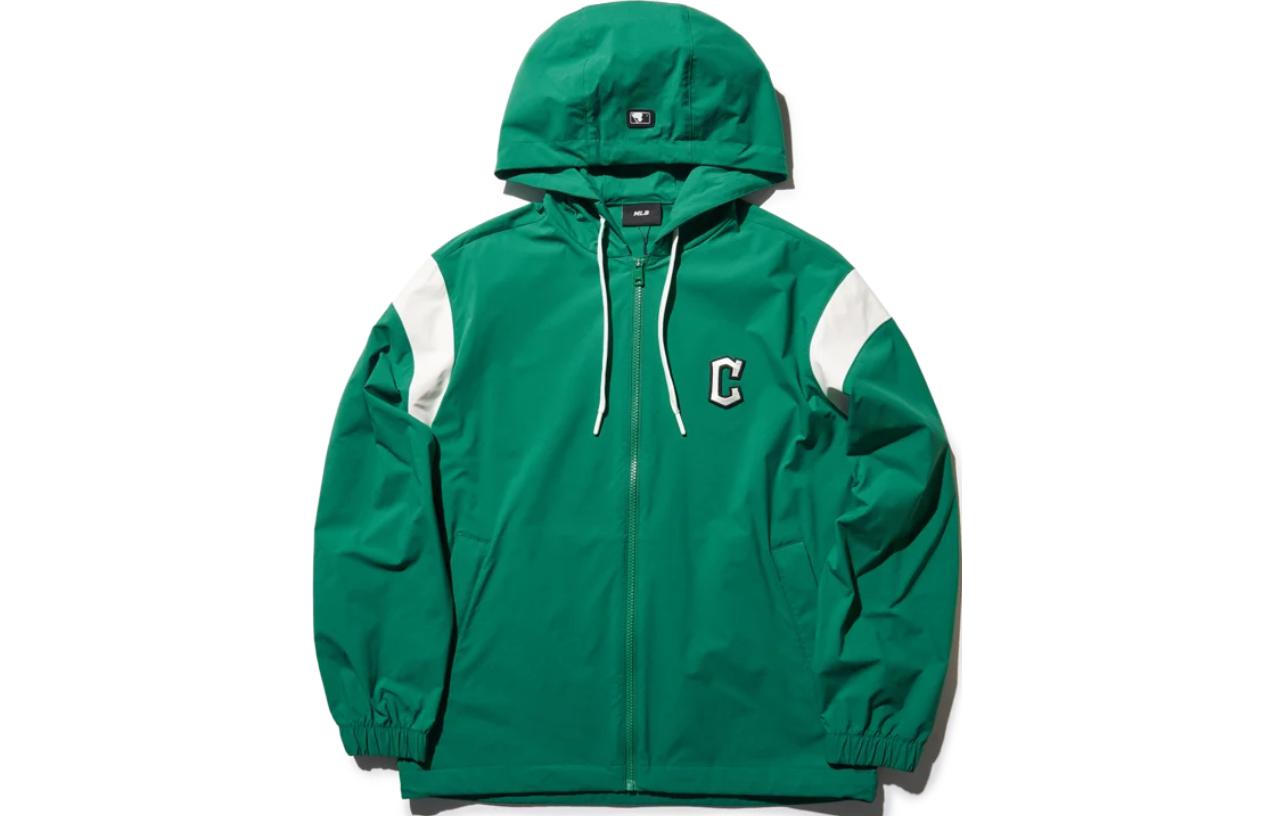MLB SS24 Cleveland Guardians Logo Colorblock Hoodie Jacket Unisex Green 3AWJV0343-45GNS