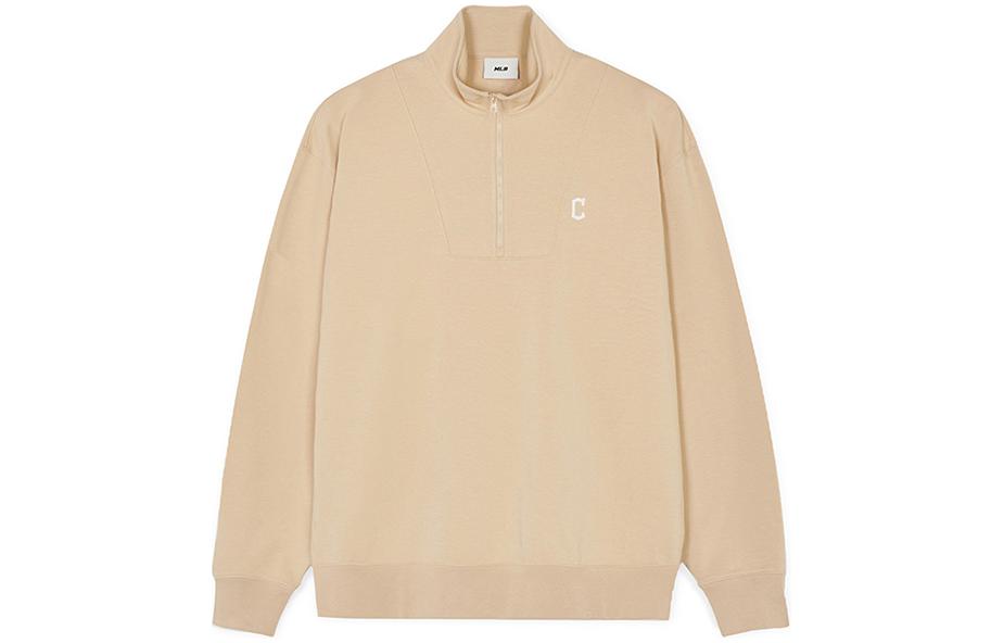 MLB SS24 Cleveland Indians Half-Zip Pullover Sweatshirt Beige Unisex 3AMTB0241-45BGL