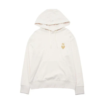 MLB SS24 Heart Series New York Yankees Logo Hoodie Cream Unisex Pullover 3AHDH0141-50CRS