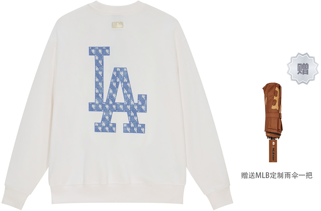 mlb-ss-24-los-angeles-dodgers-logo-crewneck-sweatshirt-unisex-beige-mlb-umbrella-3-amtm-044107-whs