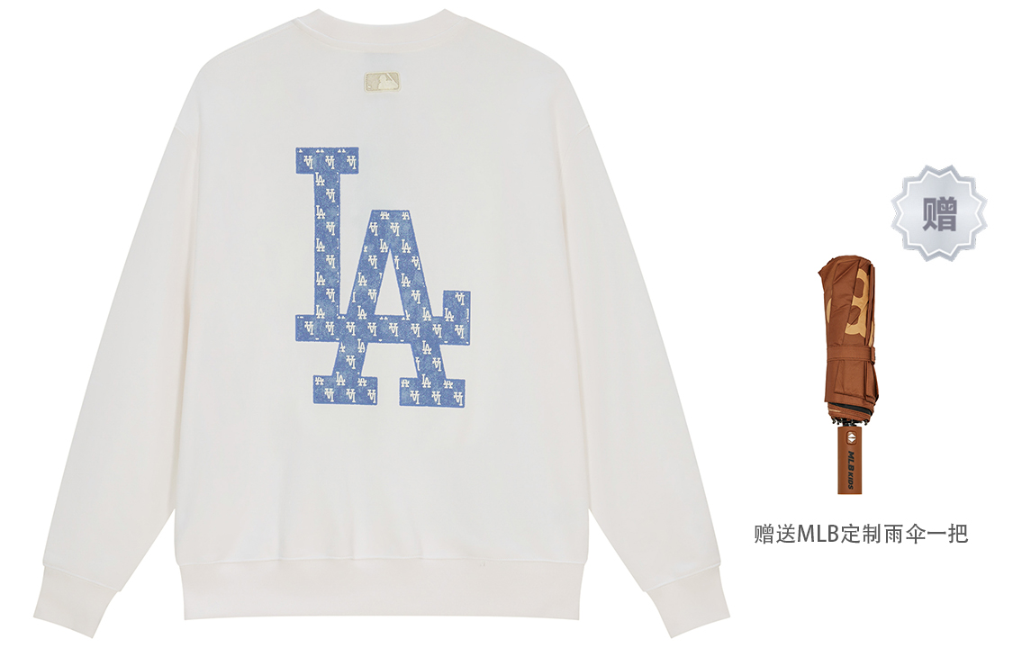 Order MLB SS24 Los Angeles Dodgers Logo Crewneck Sweater Unisex Beige + Payung MLB 3AMTM044107WHS