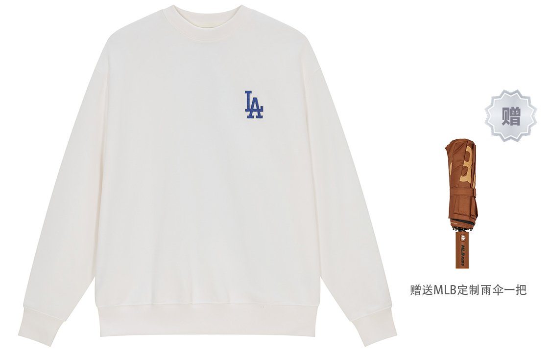 Lookbook MLB SS24 Los Angeles Dodgers Logo Crewneck Sweater Unisex Beige + Payung MLB 3AMTM044107WHS