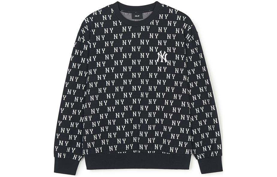 MLB SS24 New York Yankees All-Over Logo Crewneck Sweatshirt Black Unisex 3AMTM0241-50BKS
