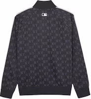 Lookbook MLB SS24 New York Yankees All-over Logo Retro Track Jacket Black Unisex. 3ATRM0541-50BKS