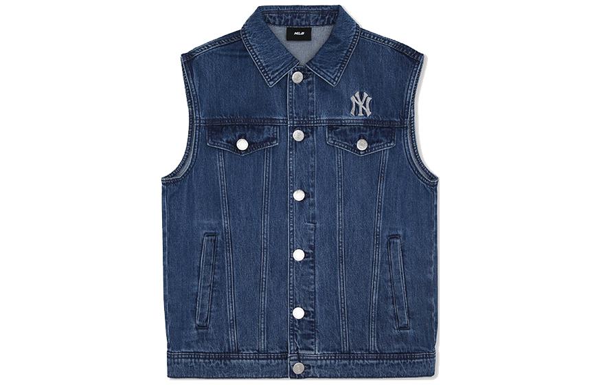 Lookbook MLB SS24 纽约洋基队背标牛仔马甲 男女通用 靛蓝色 3AVTB0141-50INS