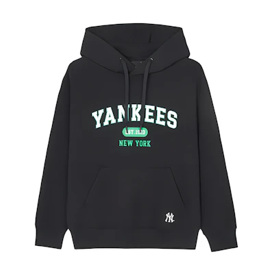 MLB SS24 New York Yankees Black Hoodie with Embroidered Logo & Kangaroo Pocket Unisex 3AHDV0141-50BKS
