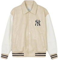 MLB SS24 New York Yankees Buttoned Colorblock Logo Jacket Beige Unisex 3AJPM0241-50SAL MLB SS24 New York Yankees Buttoned Colorblock Logo Jacket Beige Unisex 3AJPM0241-50SAL