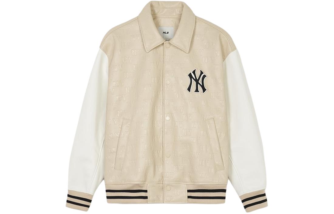 MLB SS24 New York Yankees Buttoned Colorblock Logo Jacket Beige Unisex 3AJPM0241-50SAL 圖 2