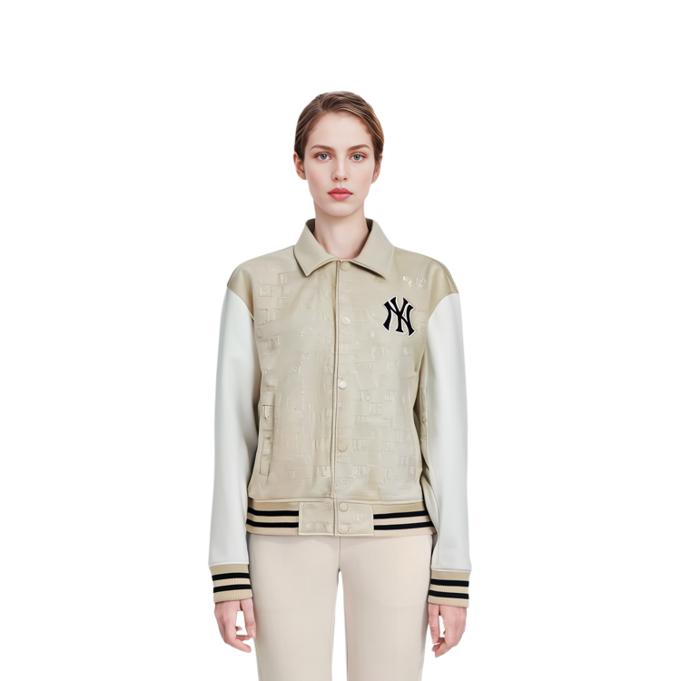 MLB SS24 New York Yankees Buttoned Colorblock Logo Jacket Beige Unisex 3AJPM0241-50SAL 圖 6