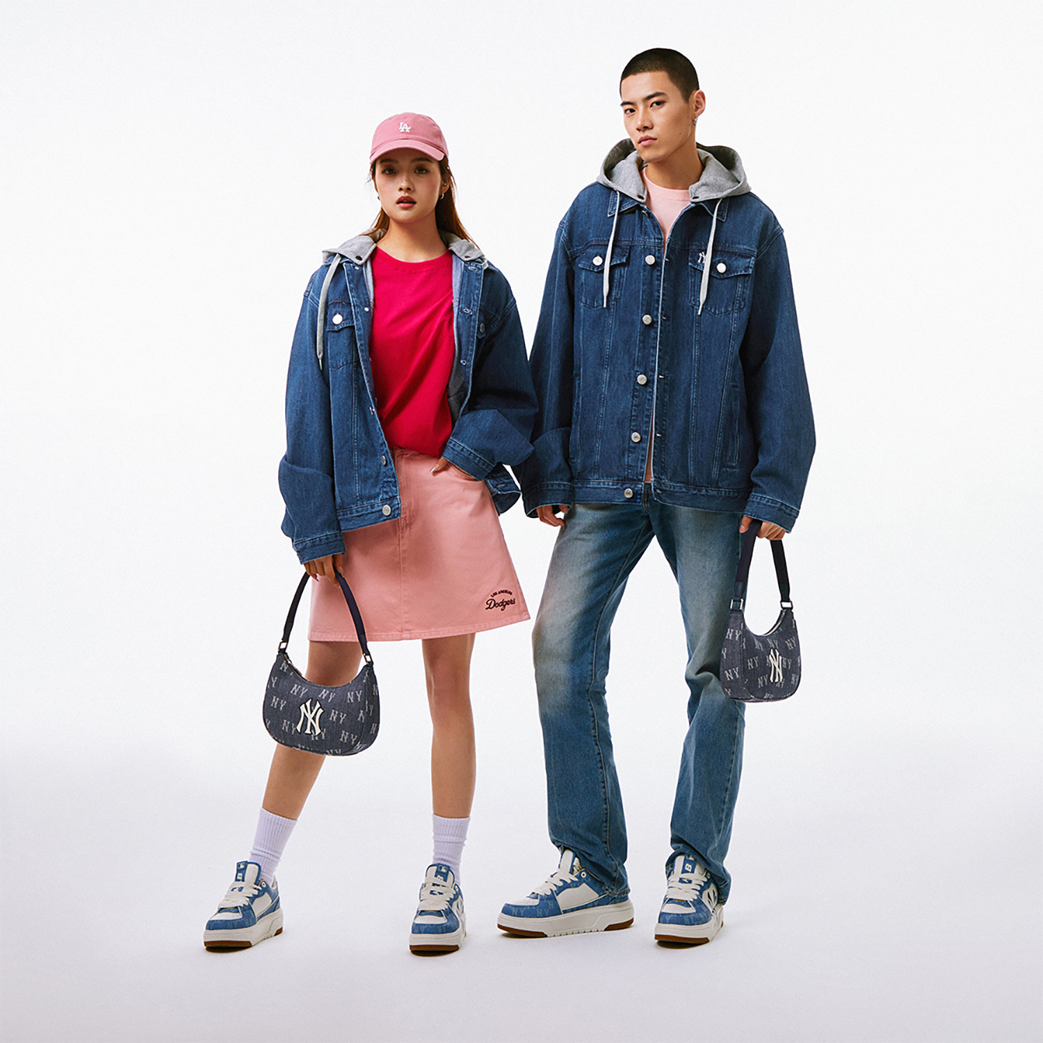 Details for MLB SS24 紐約洋基可拆式牛仔外套 男女通用 藍色 3ADKB0741-50INS