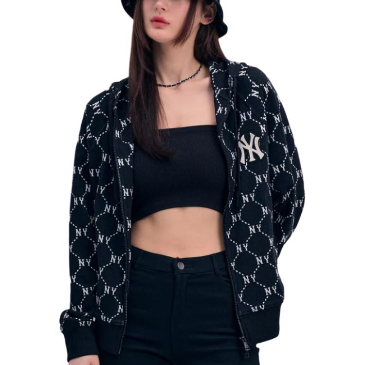 MLB SS24 New York Yankees Diamond Print Hoodie Zip Jacket Unisex Black 3ATRM0341-50BKS 圖 4
