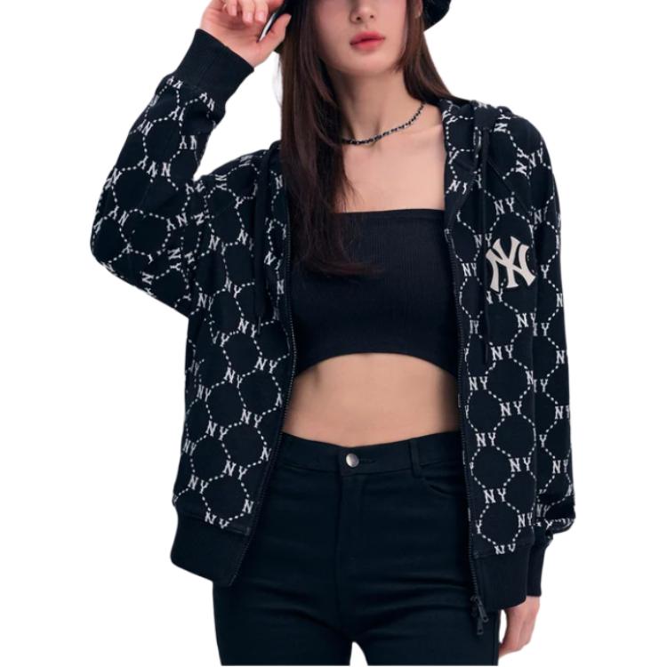 MLB SS24 New York Yankees Diamond Print Hoodie Zip Jacket Unisex Black 3ATRM0341-50BKS 圖 5