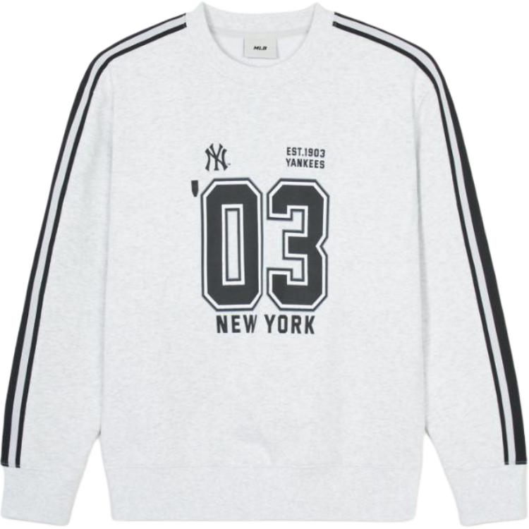 MLB SS24 New York Yankees Digit Logo Crewneck Sweatshirt Unisex Light Heather Gray 3AMTV3041-50MGL