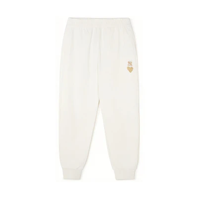 MLB SS24 New York Yankees Embroidered Heart Logo Knit Joggers Cream Unisex. 3APTH0141-50CRS