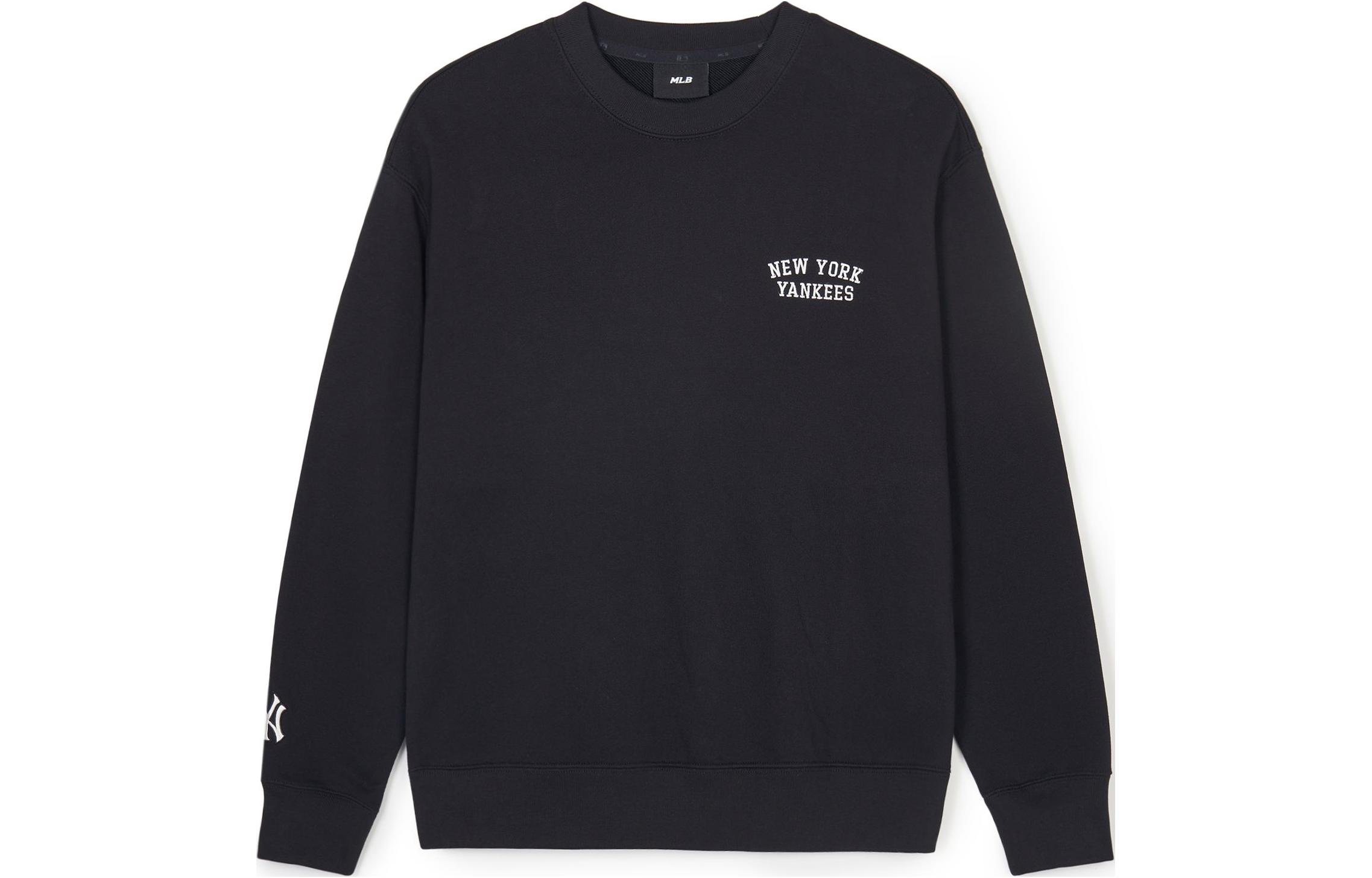 MLB SS24 New York Yankees Embroidered Logo Crewneck Sweatshirt Black Unisex 3AMTB1141-50BKS