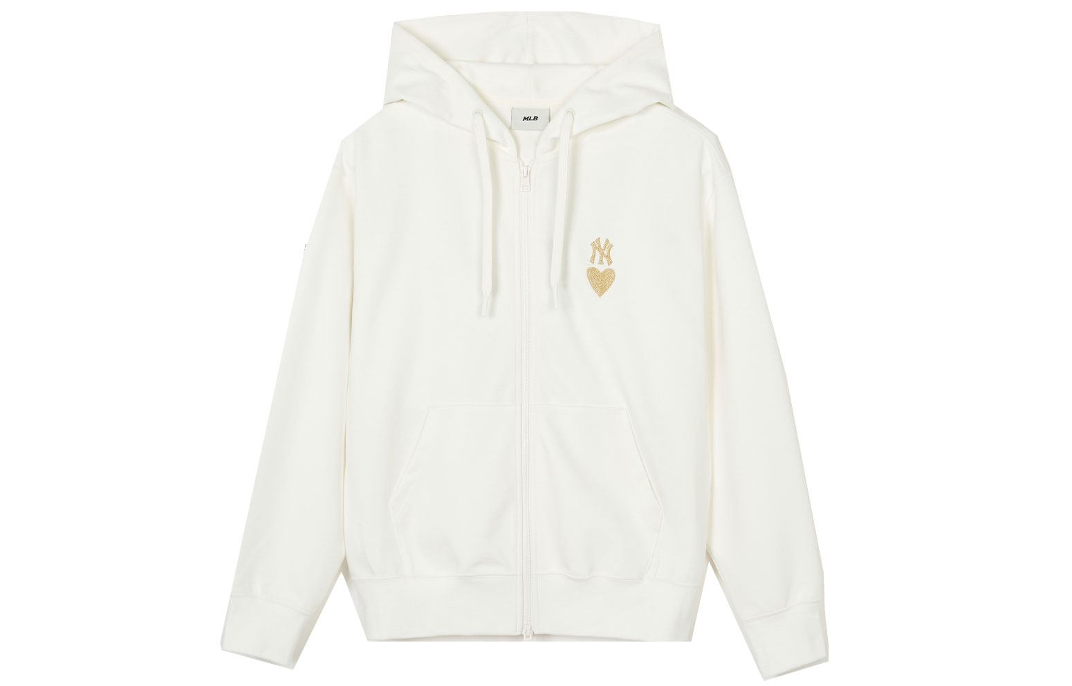 MLB SS24 New York Yankees Embroidered Logo Hoodie Zip-Up Jacket Cream Unisex 3ATRH0141-50CRS 圖 2