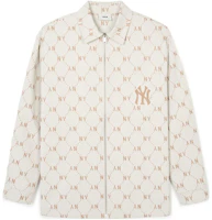 Order MLB SS24 New York Yankees Embroidered Varsity Zip Jacket Cream Unisex Long Sleeve 3AWSM0441-50CRS