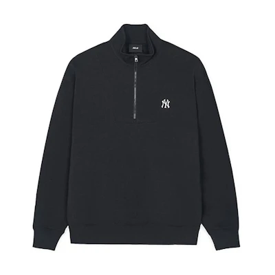 MLB SS24 New York Yankees Half-Zip Pullover Sweatshirt Unisex - Black 3AMTB0241-50BKS