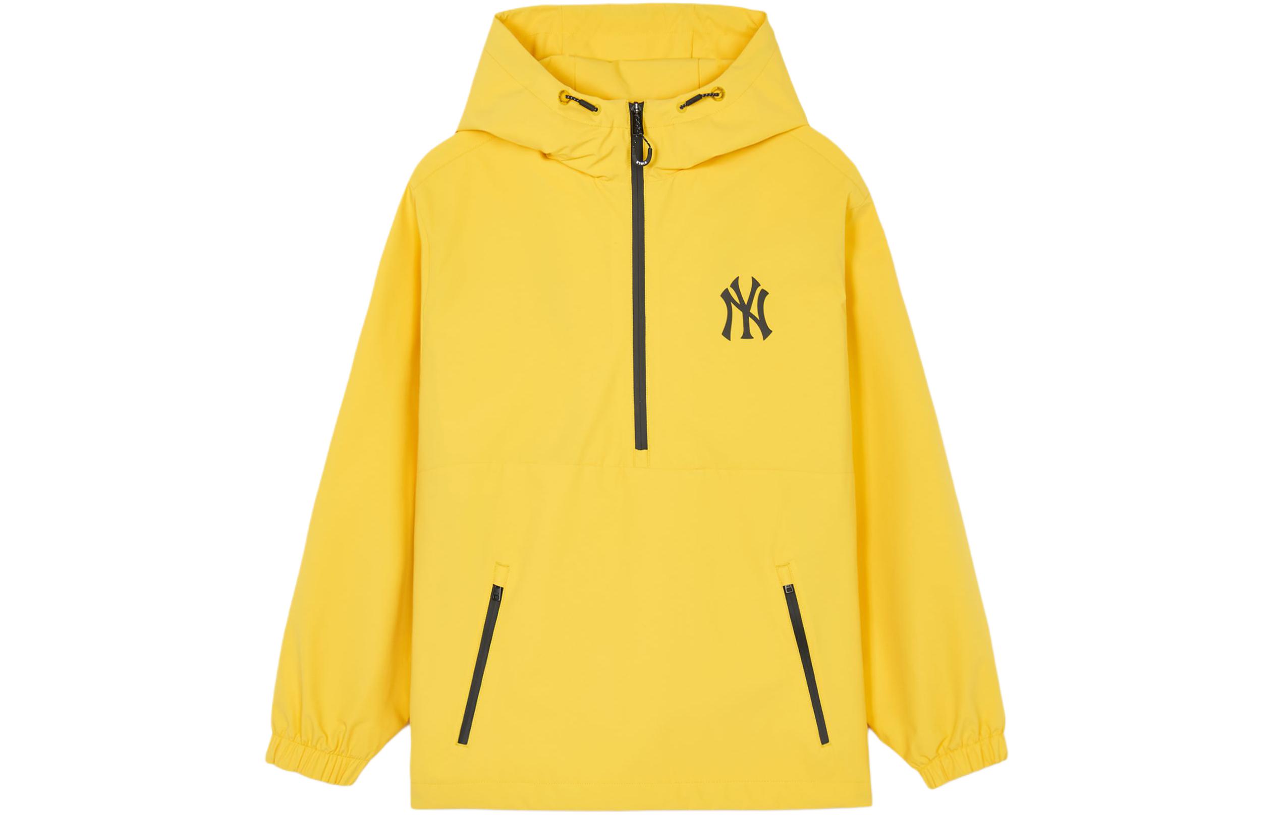 MLB SS24 New York Yankees Half-Zip Reflective Hoodie Jacket Yellow Unisex 3AWJB0241-50YES
