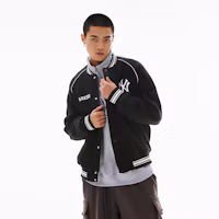 Cheap MLB SS24 New York Yankees Letter Print Baseball Jacket Unisex Black 3AJPV0841-50BKS